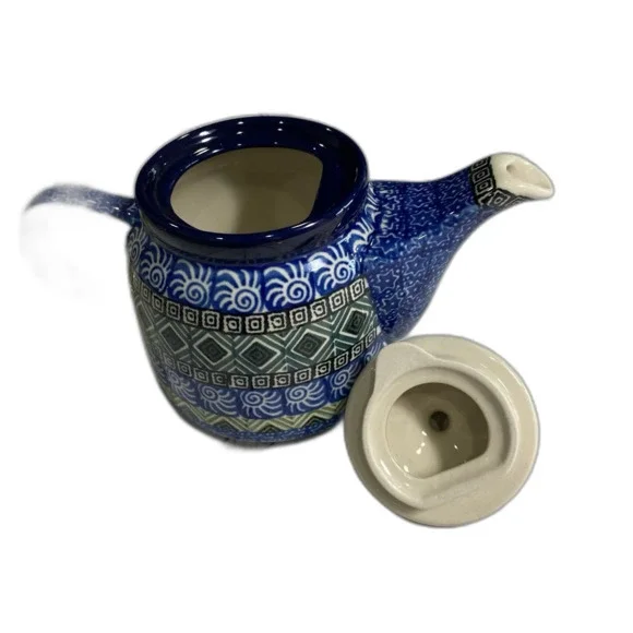 Polish Pottery Teacup and Saucer Hand Made Tea Pot with Lid Matching A.W-164 - Picture 12 of 12